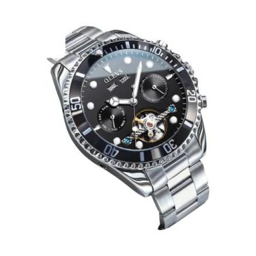 Imagem de Relógio Mecânico Automático De Luxo Masculino OLEVS Clássico Em Aço Fi