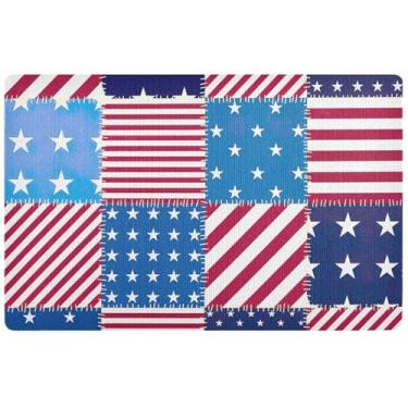 Imagem de TSENQUE Tapete de porta americano de patchwork personalizado com bandeira dos EUA tapetes lamacentos para cães grande, tapete de boas-vindas de outono, antiderrapante, entrada externa, 81 cm x 50 cm