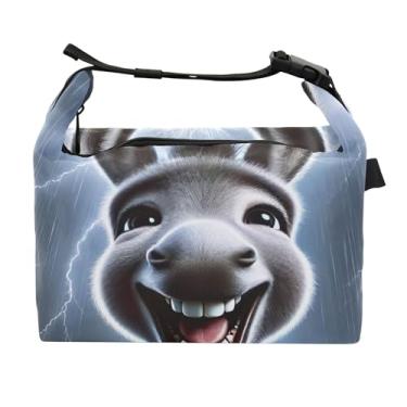 Imagem de TSENQUE Lancheira personalizada cinza engraçada com estampa de burro para mulheres adultas lancheira isolada reutilizável personalizada lancheira para trabalho