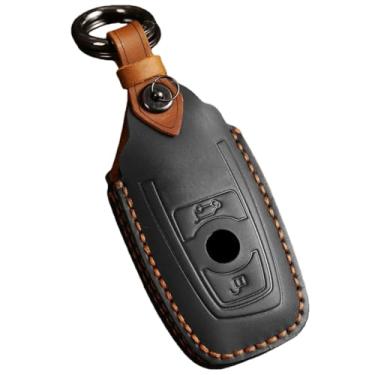 Imagem de Conjunto de capa de chave de carro de couro feito à mão compatível com BMW 520 F10 F30 F18 118i 320i 1 3 5 7 Series X3 F25 X4 M3 M5 Acessórios para chaveiro(A Type black)