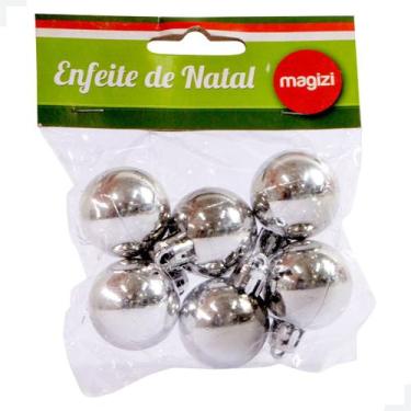 Imagem de Bola Brilhante Natalina 3cm - Pack com 6 Enfeites Prateados para Criar