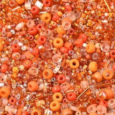 Imagem de 10 g de contas variadas de sementes de vidro laranja mini contas de tubo de cornetim de vidro lampwork contas espaçadoras redondas soltas para pulseiras faça você mesmo, colar, brinco, joias, kits de