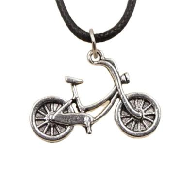 Imagem de EDCRFV Pingente de bicicleta tibetano pingente de bicicleta berloque cordão de couro preto feito à mão