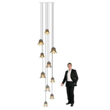 Imagem de Lustre Pendente Para Sala Pé direito Alto Duplo Flora Branco - Otago