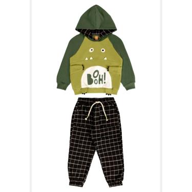Imagem de Conjunto Infantil Masculino com Blusão e Calça de Monstrinho Três e Já-Masculino