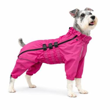 Imagem de Jaqueta impermeável para cães, leve, impermeável, refletiva, segurança para cães, à prova de vento, à prova de neve, colete para cães pequenos, médios e grandes, rosered M