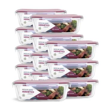Imagem de Kit 12 Potes de Vidro Retangular com Tampa Hermética 2260ml - NABOX, V