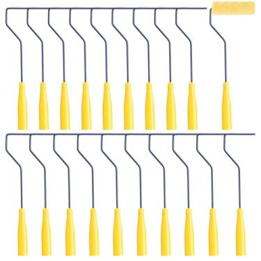 Imagem de 20 peças mini cabo de rolo de pintura de 3,3 polegadas moldura de rolo de pintura de 33 polegadas com alça Pequenas alças de pintura para casa suprimentos de pintura detalhe e corte (preto)