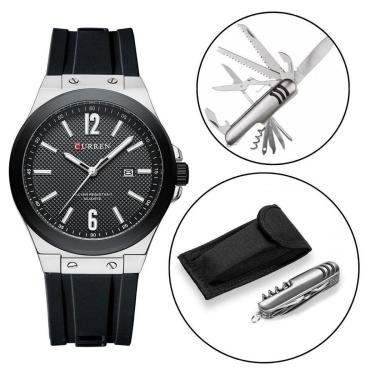 Imagem de Kit Relógio Masculino Quartzo Original Curren + Acessório Aço-Masculino