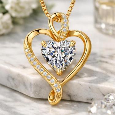 Imagem de Colar De Coração Com Pedra De Zircônia Cubica Lapidada - CAOSHI