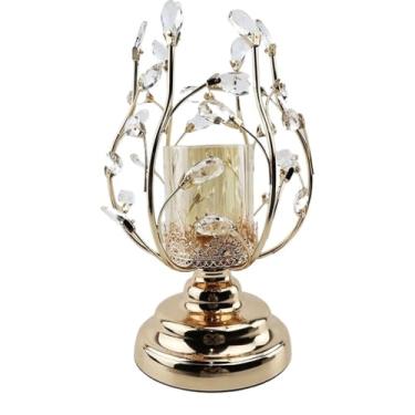 Imagem de Castiçal Castiçal de estilo europeu Suporte de vela de metal para casa mesa de jantar à luz de velas suporte de vela de armazenamento de velas (A)