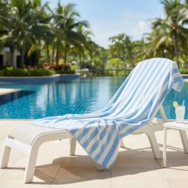 Imagem de Toalha de Banho Microfibra Soft 70x140cm, Super Macia e Felpuda, Secagem Rápida, Ultra Absorvente, Leve para Viagem, Praia e Academia(Azul)