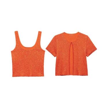 Imagem de Conjunto De Jaqueta De Lantejoulas E Top Camisola Feminino UNIZERA Mod