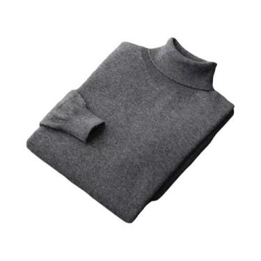 Imagem de Suéter Masculino De Gola Alta, Pesado E Quente, De Lã, Estilo Streetwe