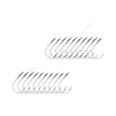 Imagem de Conjunto De 10 Anzóis De Pesca Em Aço Carbono Com Linha De 45cm, Anzói