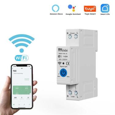 Imagem de Disjuntor Inteligente WiFi 1P+N 63A Com Controle Remoto E Temporizador