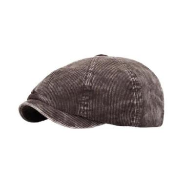 Imagem de Boina De Corduroy Unissex Para Cabeças Grandes, Chapéu Octogonal Quent