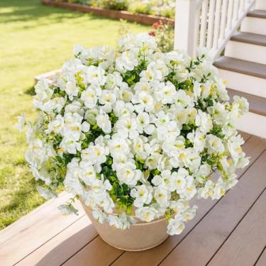 Imagem de Lnoicy 16 pacotes de flores de camélia artificiais realistas para uso ao ar livre, resistentes a UV, falsas e realistas para decoração de casa, casamento, centro de mesa (branca)