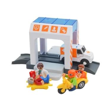 Imagem de Conjunto De Brinquedos De Trem De Madeira Com Simulação De Cena De Lav