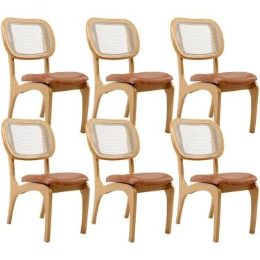 Imagem de Kit 6 Cadeiras Para Sala De Jantar Estofada E Tela Mariah L02 Couríssimo Camel