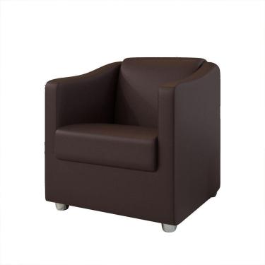 Imagem de Poltrona Decorativa Bia Material Sintético Marrom Dal Poz Estofados