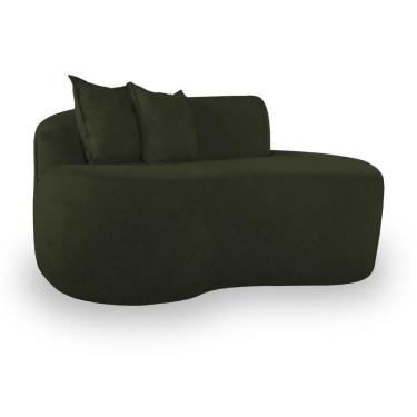 Imagem de Sofá Sala Curvo 2 Lugares Bouclé Verde Musgo