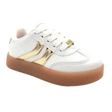 Imagem de Tênis Casual Infantil Feminino Molekinha Branco Dourado -, Branco, Dou