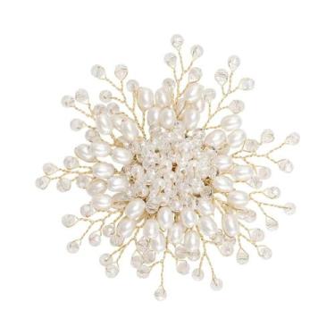 Imagem de Broche De Flor De Pérola Artesanal Unissex Para Mulheres, Acessório De