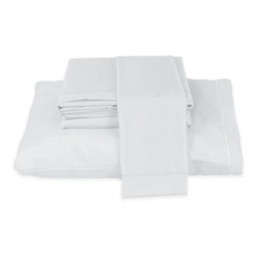 Imagem de Jogo Lençol Casal 4 Peças Algodão 300 Fios Egípcios Branco - Armazem d