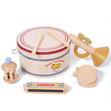Imagem de Conjunto de brinquedos musicais: instrumentos de madeira de aprendizag