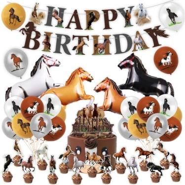 Imagem de Conjunto de decoração de festa com tema de cavalo, aniversário, 24 uni