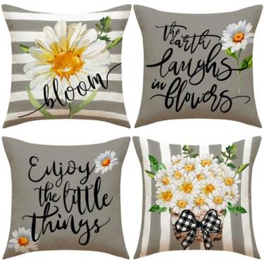 Imagem de Conjunto de fronhas de linho de girassol e margarida 45x45cm - yiweisa