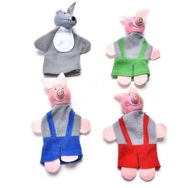 Imagem de 4 unidades/conjunto de três porquinhos, fantoches de dedo, b - Gloome 