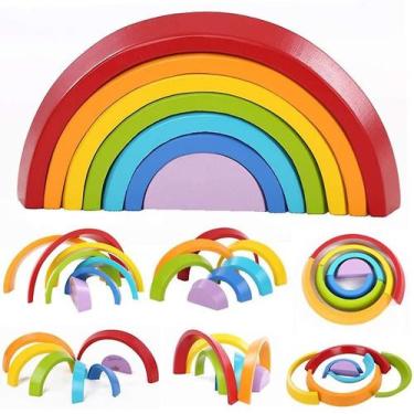 Imagem de Conjunto de blocos de ponte em arco colorido de brinquedo arco-íris de