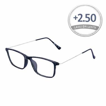 Imagem de Óculos de Leitura Retangular em Metal  Lentes com Grau  Descanso e Pre