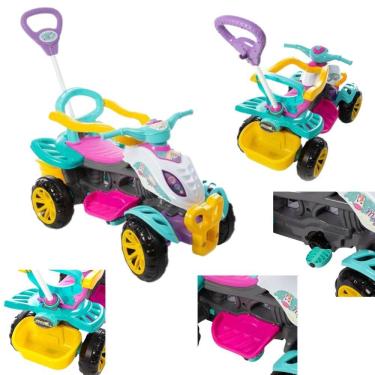 Imagem de Carrinho de Passeio Infantil Quadriciclo Haste Pedal Menina
