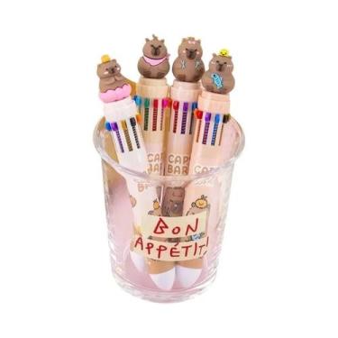 Imagem de Caneta Gel Kawaii Capybara Multicolorida Com 10 Cores, 0.5mm, Tinta Co