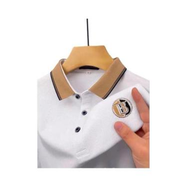 Imagem de Camisa Polo Masculina De Verão Em Seda Gelada Respirável Com Manga Cur