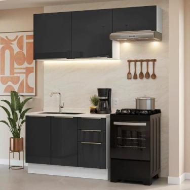 Imagem de Armário de Cozinha Compacta 180 cm Branco/Preto Lux Madesa 02, Branco/