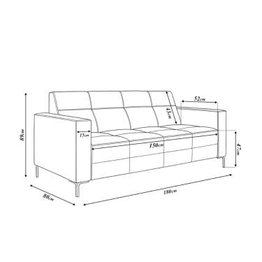 Imagem de Sofá Living Decorativo Houston 2 Lugares 180cm Pés em Metal Linho/PU Off White/ Caramelo G33 - Gran Belo