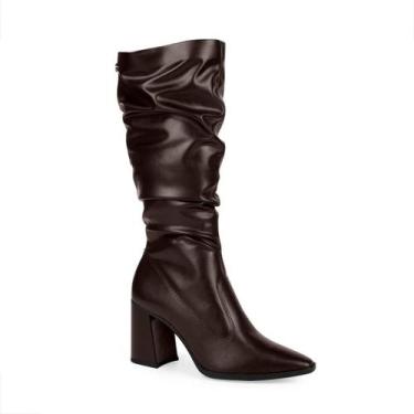 Imagem de Bota Dakota Feminina Bico Fino Enrugada Sloch Boots D2173, 36 BR, Café