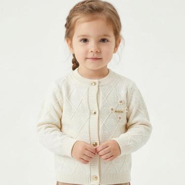 Imagem de Casaco Losango Trabalhado Tricô Kids Pérola Off White