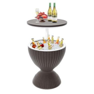 Imagem de Mesa de Bar Exterior SHAREWIN para Patio con Enfriador Gris de 30L