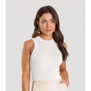 Imagem de Regata Feminina Canelada Dianna Bege, PP, Bege