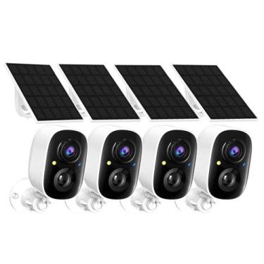 Imagem de Câmeras de Segurança Tziarp 2K Solar Sem Fio Kit com 4
