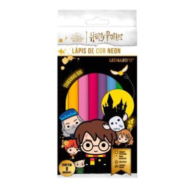 Imagem de Lápis de Cor Big Neon Harry Potter 8 Cores Sextavado Leo&Leo Leonora -