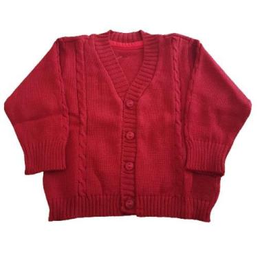 Imagem de Casaco de Tricô de Bebê Trançado Tricô Kids Vermelho, M, Vermelho