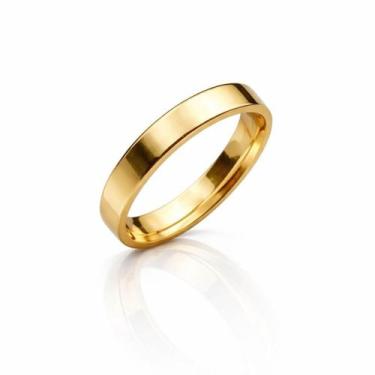 Imagem de Aliança Casamento Quadrada Banhado a Ouro 18k TAMANHO:23 - WORK SEMIJO