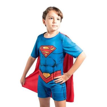 Imagem de Fantasia Super Homem Infantil Curta Com Capa - NB, G 9 - 12, Azul