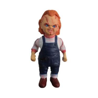 Imagem de Boneco Chucky Grande De Látex 45cm, Figura De Terror 26cm, Suporte De 